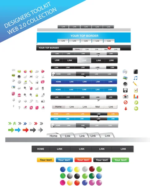 Kit de ferramentas Designers - coleção web 2.0 — Vetor de Stock