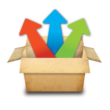 Box with pointing arrows clipart