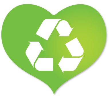 Green heart with recycle icon inside clipart