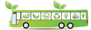 Green environmental bus clipart