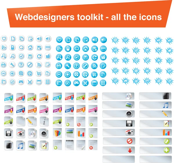 Kit de herramientas de diseñadores web - todos los iconos — Vector de stock