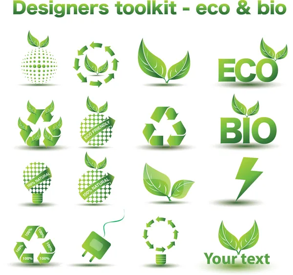 Kit de herramientas de diseñadores - iconos eco & bio — Vector de stock