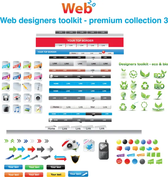 Kit de herramientas de diseñadores web - colección premium 3 — Vector de stock