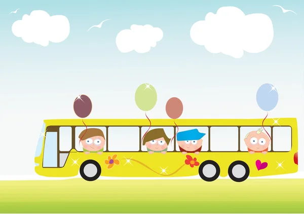 Bambini in autobus — Vettoriale Stock