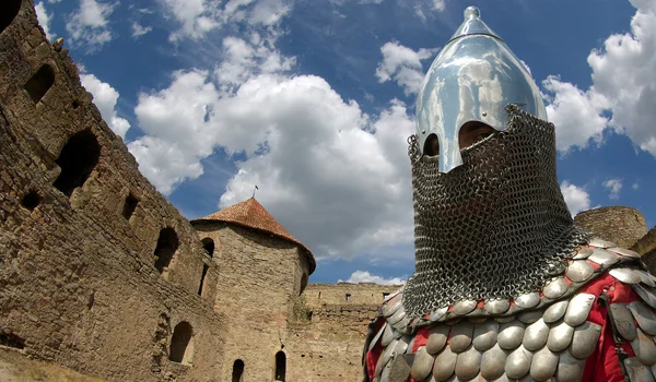 Medieval European knight in the castle — Stock Photo, Image