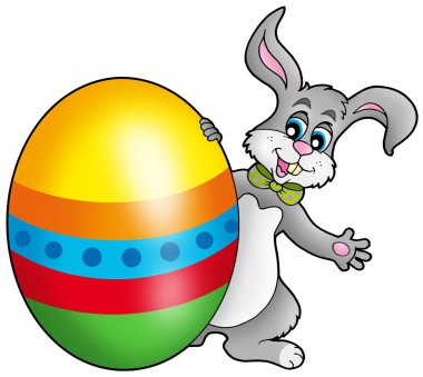 Easter bunny with colorful egg clipart