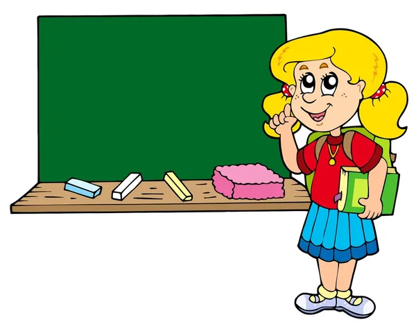 Advising school girl with blackboard — Stock Vector