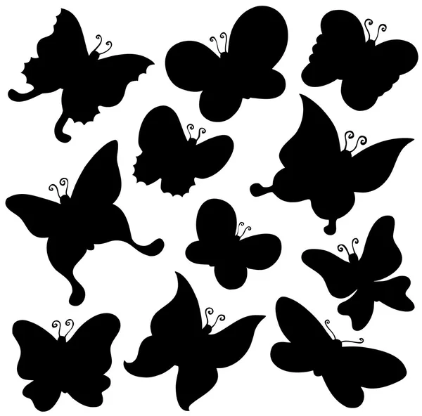 Colección silueta mariposas — Vector de stock