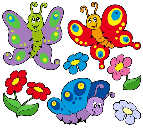 Различные милые бабочки — стоковый вектор