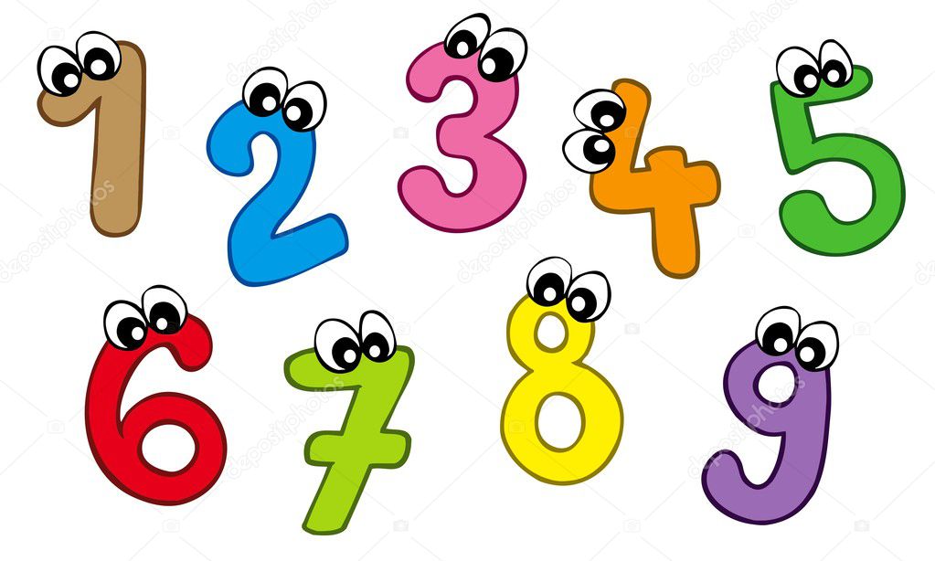 Cartoon numbers on white background - vector illustration.
