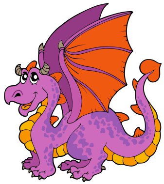 Cartoon dragon with big wings clipart