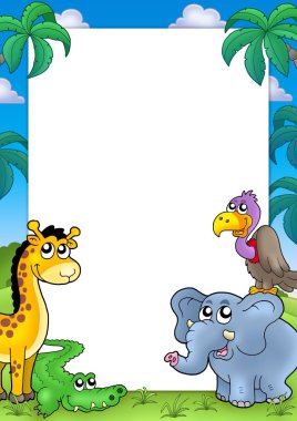 African frame with animals 1 clipart