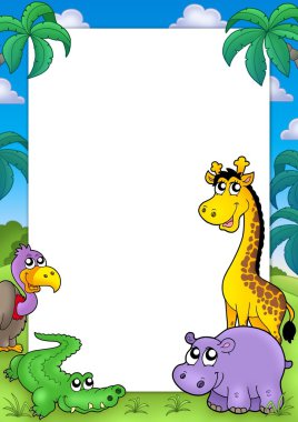 African frame with animals 2 clipart