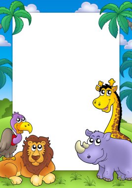 African frame with animals 3 clipart