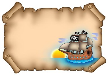 Ancient parchment with ship clipart