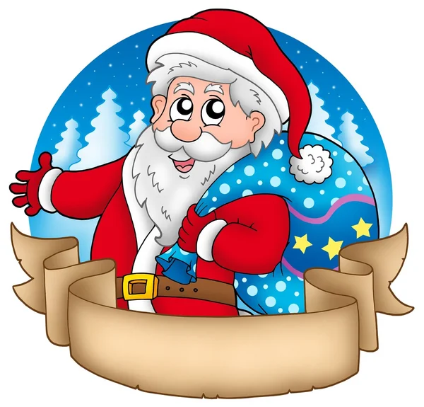 Transparent mit Weihnachtsmann mit Geschenken — Stockfoto