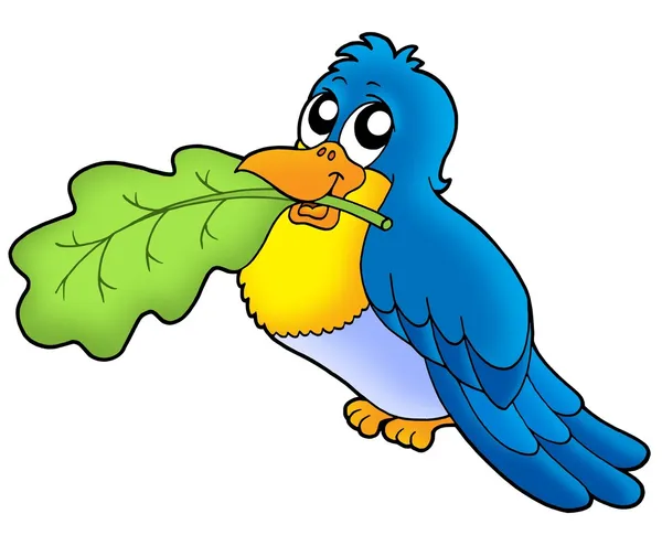 Bird with leaf — Stock Photo, Image