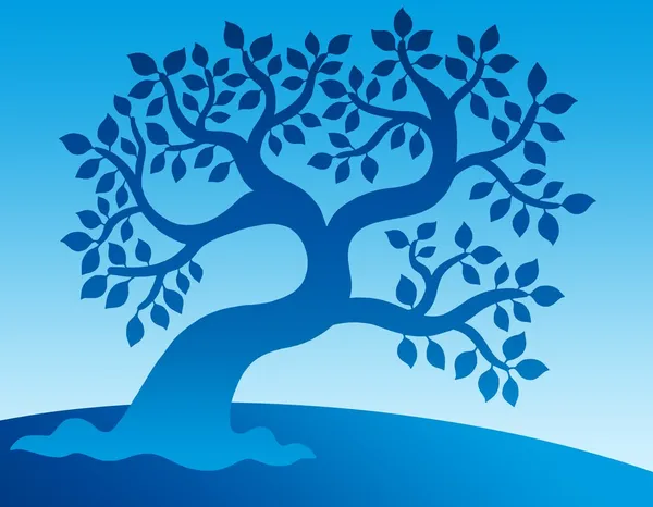Niebieski drzewo liściaste — Zdjęcie stockowe