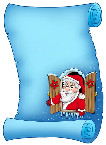 クリスマス ウィンドウと青い羊皮紙 — ストック写真