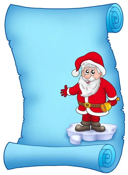 Blå pergament med jultomten 1 — Stockfoto