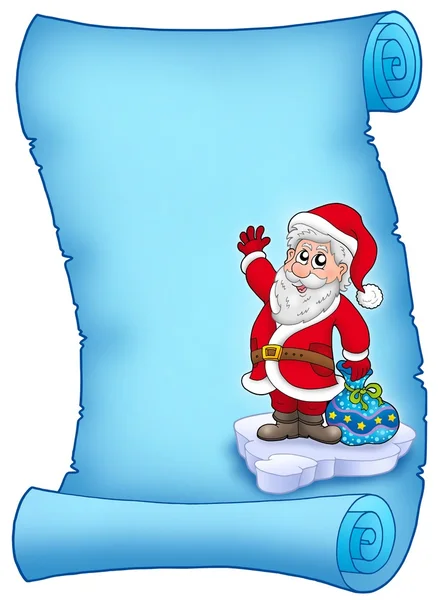 Blå pergament med jultomten 2 — Stockfoto