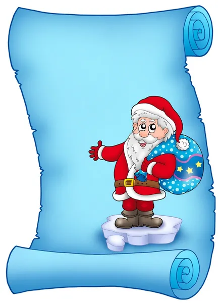 Parchemin bleu avec Père Noël 3 — Photo