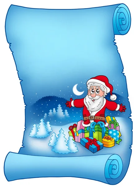 Pergamena blu con Babbo Natale 6 — Foto Stock