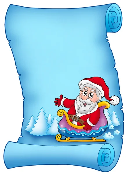 stock image Blue parchment with Santa on sledge