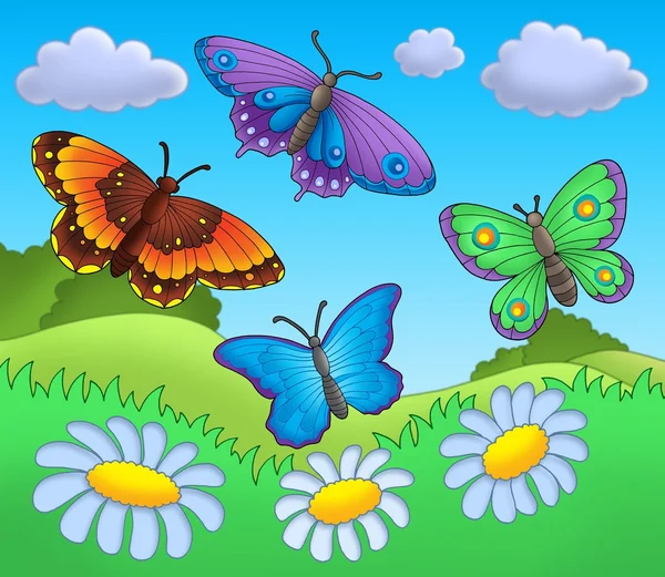 Butterflies on meadow — Stock Photo, Image
