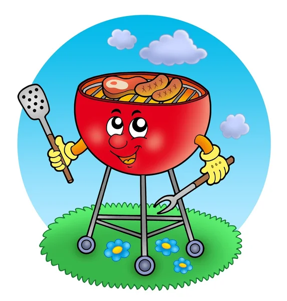 Cartoon barbeque in garden — Stock Photo, Image