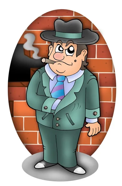 Карикатурный гангстер со стеной — стоковое фото