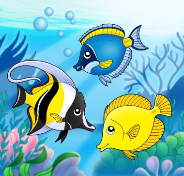 Coral fish collection in sea clipart