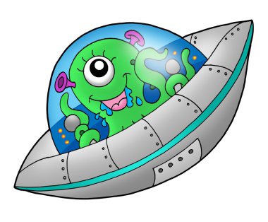 Cute alien in spaceship clipart