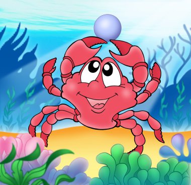 Cute crab with pearl clipart