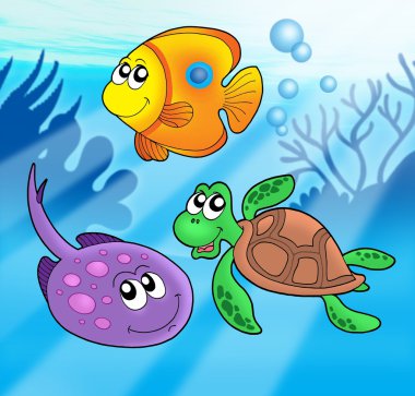 Cute marine animals 3 clipart