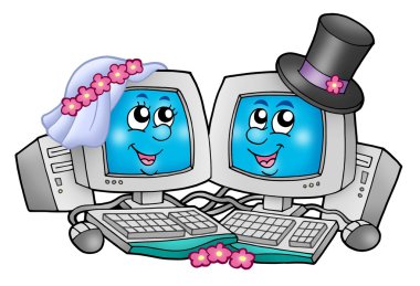 Cute wedding computers clipart