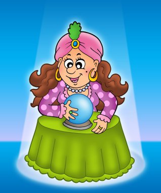 Fortune teller in limelight clipart