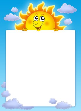 Frame with cute lurking Sun clipart