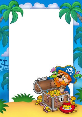 Frame with pirate and treasure clipart