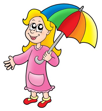 Girl with umbrella clipart