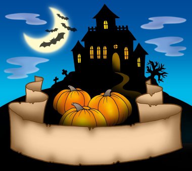 Haunted house with banner clipart