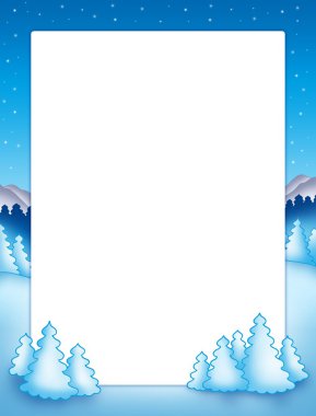 Christmas frame with snowy trees clipart