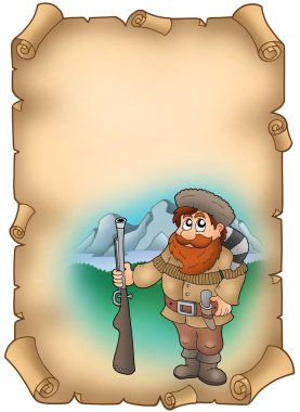 Old parchment with trapper clipart