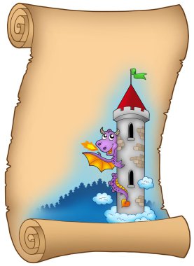 Old scroll with dragon clipart