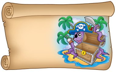 Old scroll with pirate octopus clipart