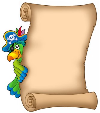 Parchment with lurking parrot clipart