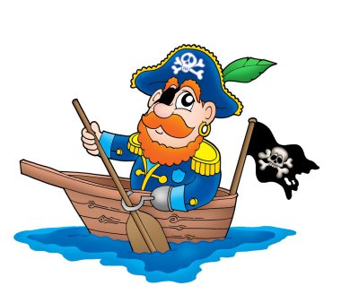 Pirate in the boat clipart