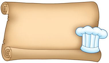 Scroll with chefs hat 1 clipart