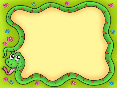 Snake frame with flowers 1 clipart