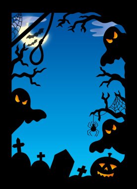 Spooky silhouette frame clipart